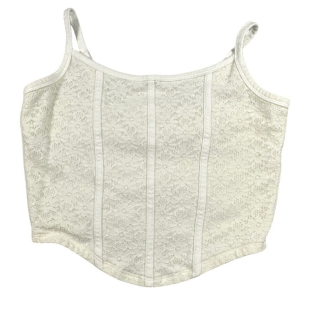 Hollister Camisole Floral Lace Corset Seamed Cropped Cream S